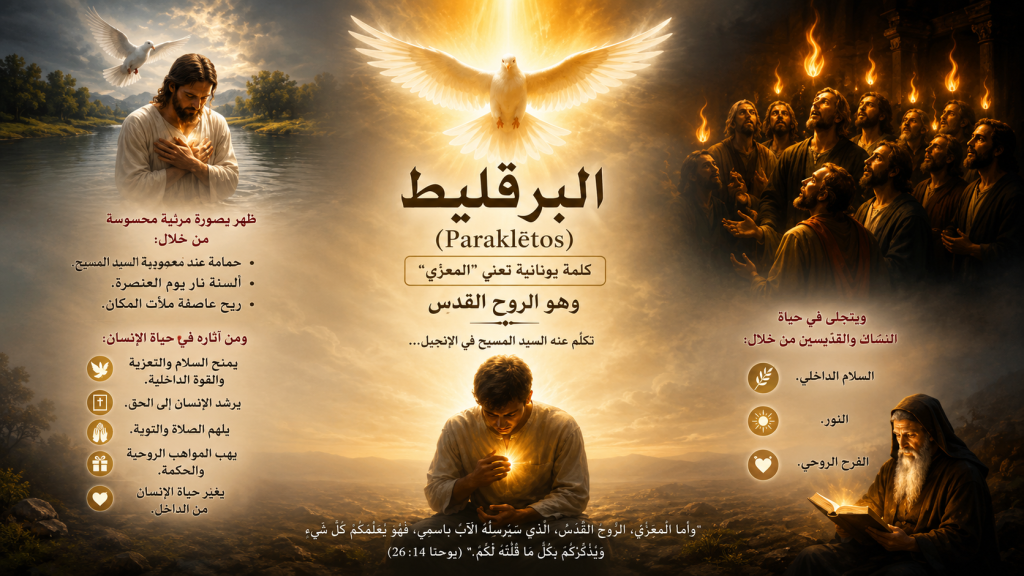 برقليط كلمة يونانية (Paraklētos) تعني “المعزّي”، وهو الروح القدس.