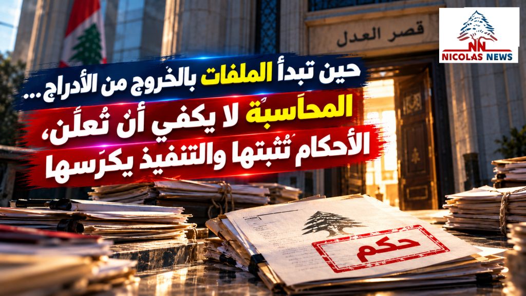حين تبدأ الملفات بالخروج من الأدراج … المحاسبة لا يكفي أن تُعلَن … الأحكام تُثبتها و التنفيذ يكرسها